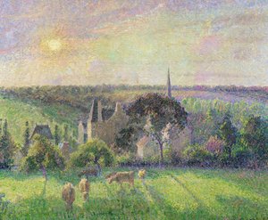 La Iglesia y la Granja de Eragny, 1895 de Camille Jacob Pissarro